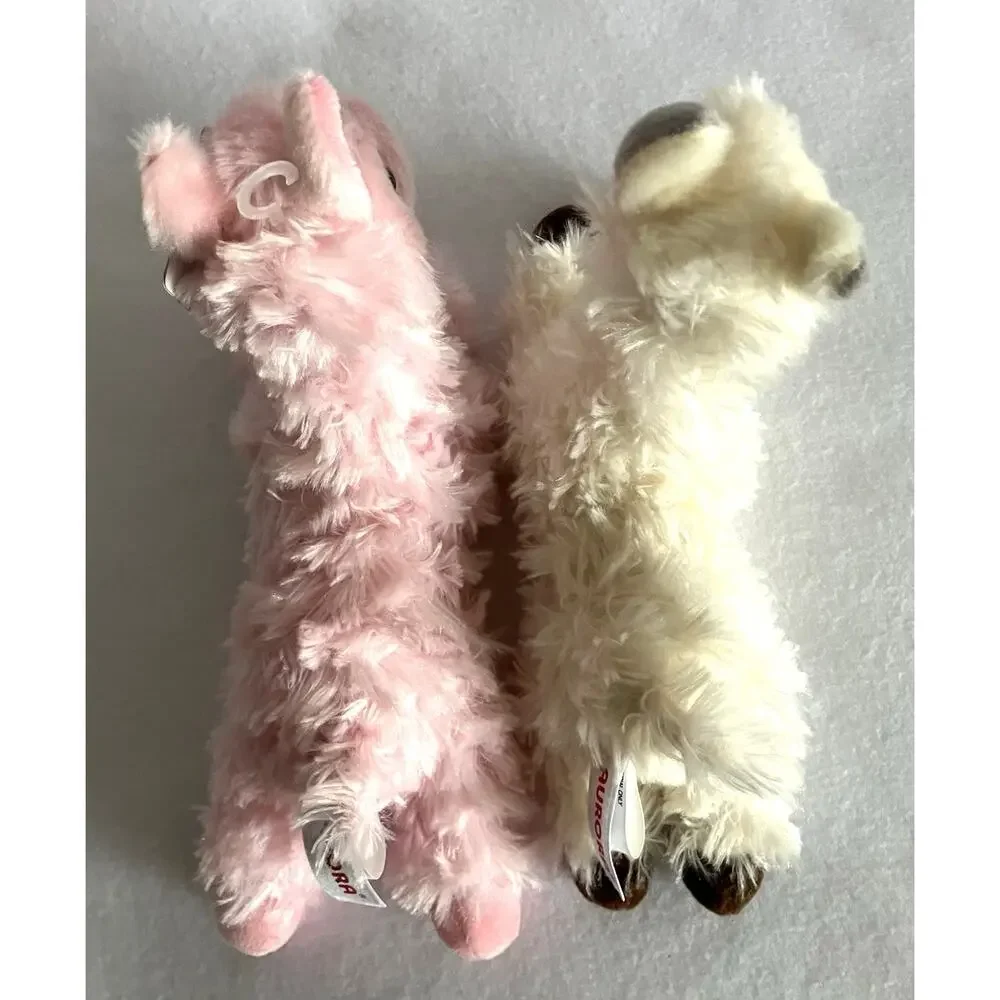 Aurora Stuffed Plush Animals Llamas Pink and Cream Lot of 2